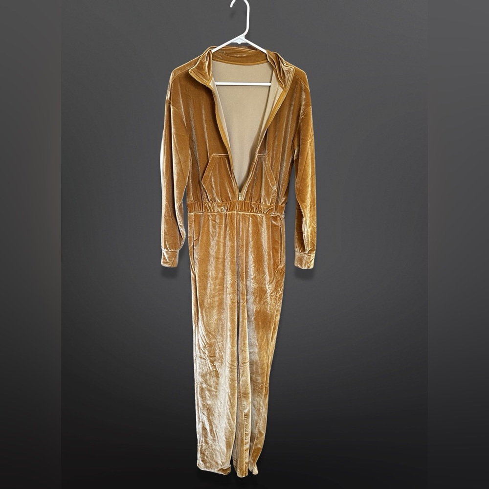Fabletics velour jumpsuit—half zip